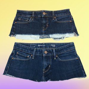 2 Handmade Cut Off Extra Mini Jean Skirts Sz 25